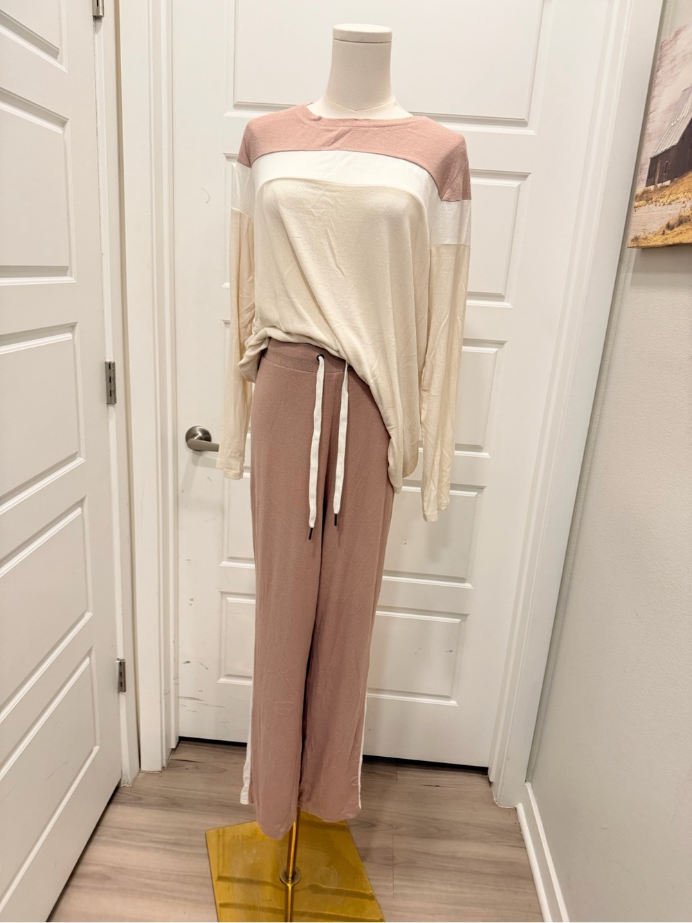 Laurie Felt Modal Relaxed Wide-Leg Drawstring Pants in Blush Lounge Set
